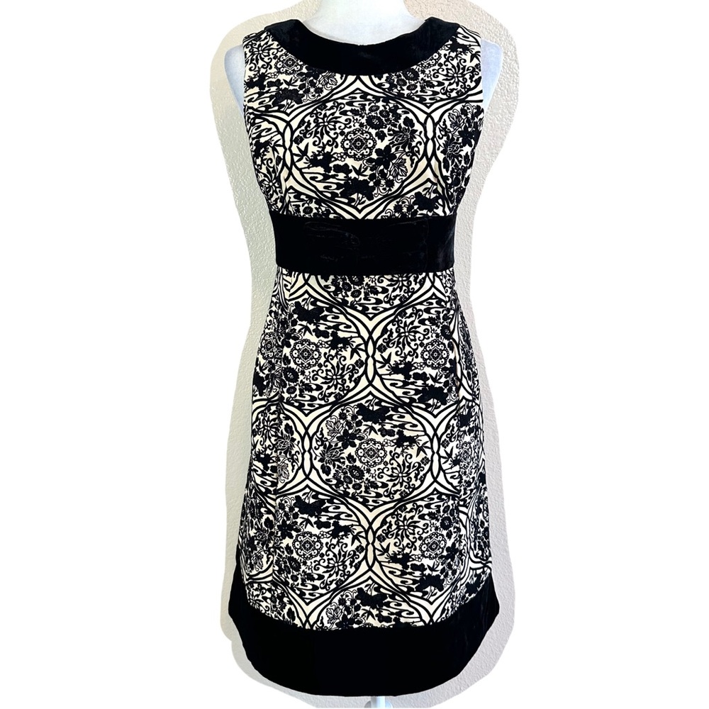 Kay Unger Vintage Y2K New York Cream/black Velvet Bow Dress